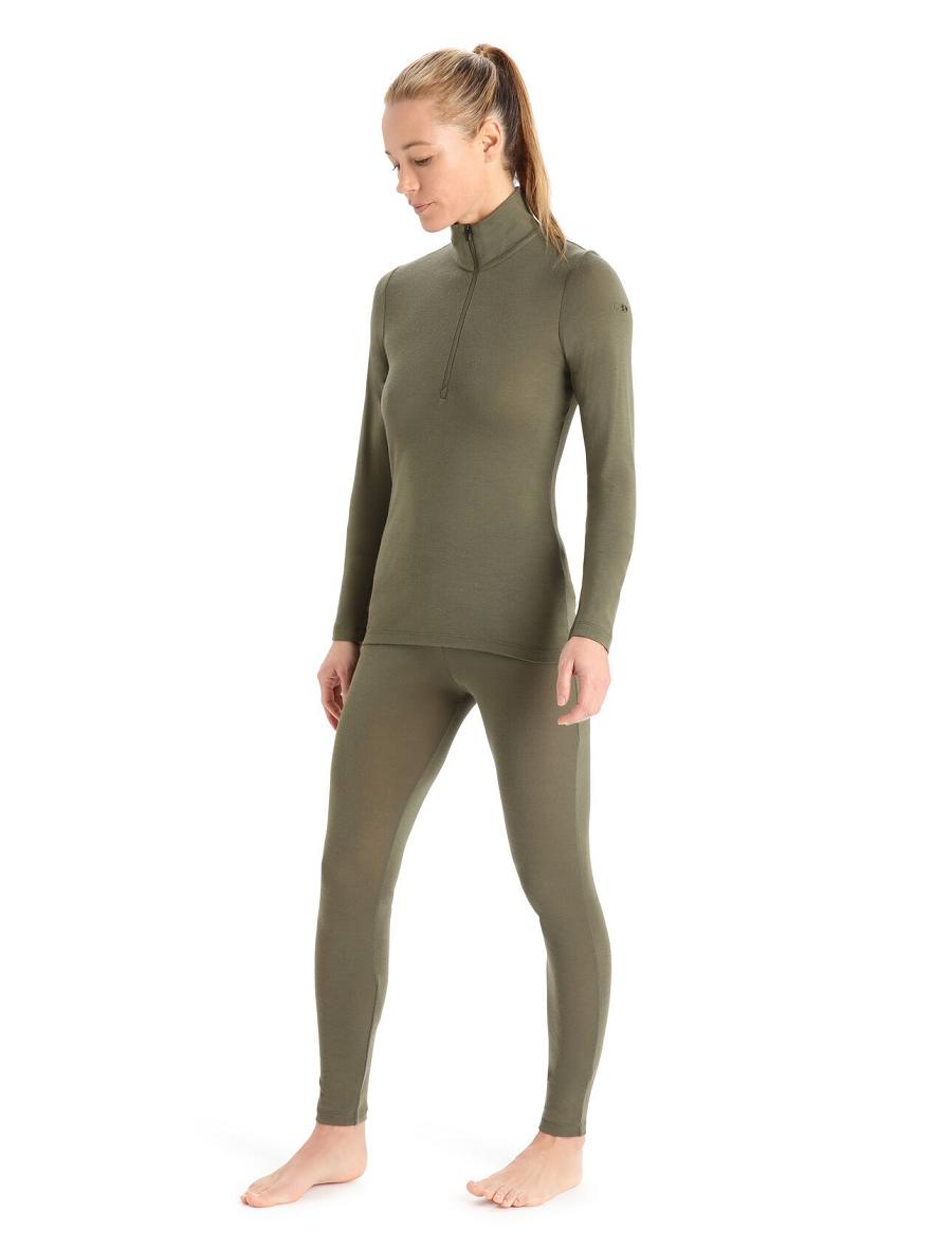 Icebreaker Merino 175 Everyday Long Sleeve Half Zip Thermal Top Naisten Base Layers Oliivinvihreä | FI 1862DFMN